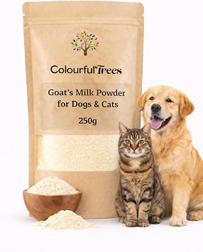 Goat s Milk Powder for Dogs & Cats 250g Whole Goat Milk, Low-Lactose & Nutrient-Rich Supplement for Hydration, Digestive Health, Immune Support & Appetite in Pets of All Ages by Colourful Trees