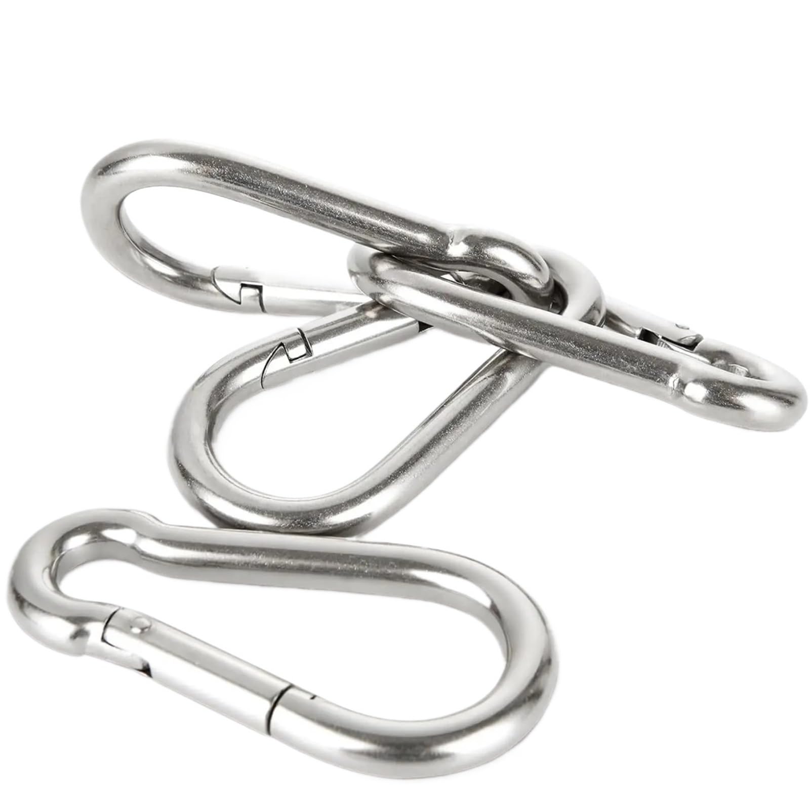Mosquetón metálico de 40,0 mm Para senderismo al aire libre | Hebilla tipo D, ganchos de Clip de resorte, llavero, mosquetón, llaves, hebilla de mochila for acampar(Silver(50pcs))