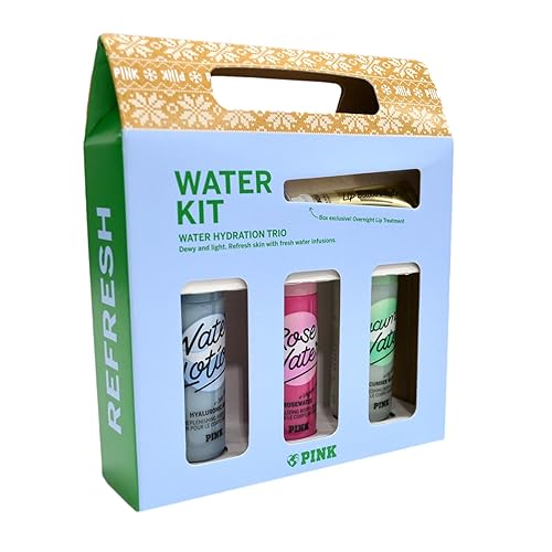 Victoria's Secret Set de regalo para el cuidado corporal PINK: agua de rosas, mini lociones de agua de pepino y máscara de labios