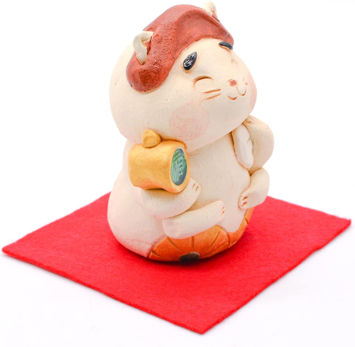 美濃焼 置物 猫 縁起 約7&times;6cm ヒサミ陶苑 七福神 大黒 日本製 041-0039