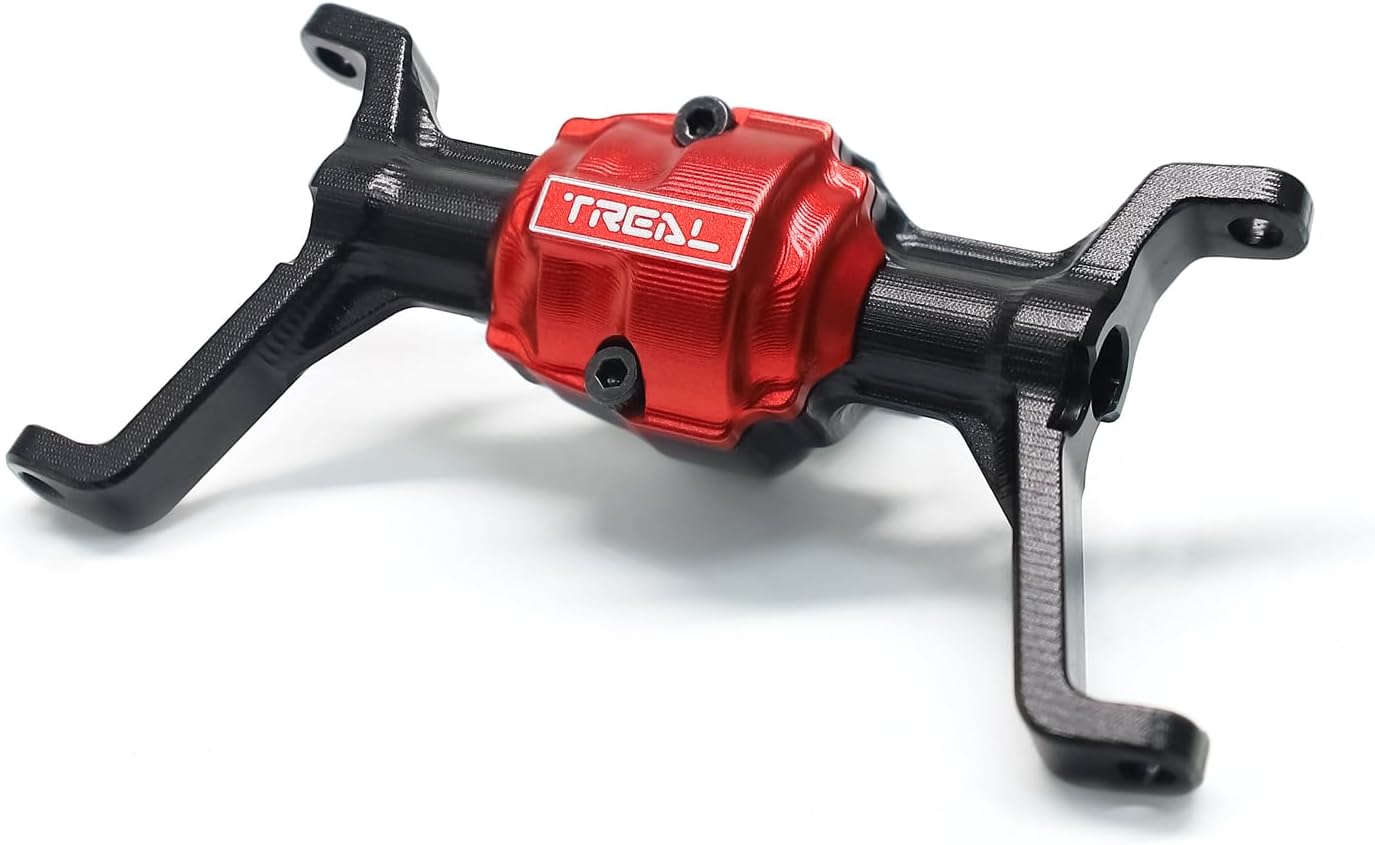 Treal Aluminum 7075 Front Axle Housing w C Hubs One Piece CNC Machined Upgrades for 1/18 Redcat Ascent 18 Crawler(Black)