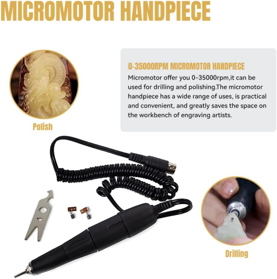 Katway Air-Free Pneumatic Impact Engraving Machine - Pneumatic Hand-Piece Engraver for Jewelry Making with Built-in Air Compressor AT02 (Black)