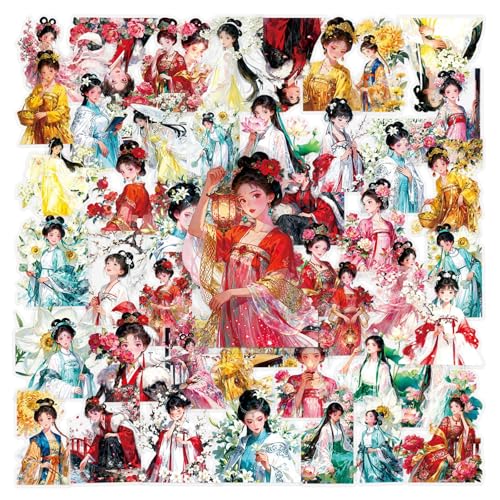 50PCS Chinese Traditional Flower Goddess Stickers