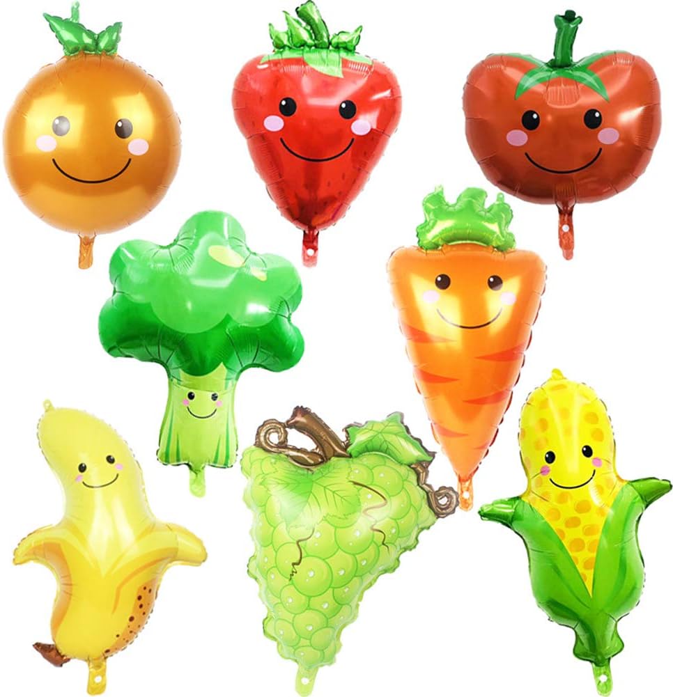 8Pcs Giant Vegetable Fruits Reusable Helium Balloons for Birthday Party Decoration Kids Gift