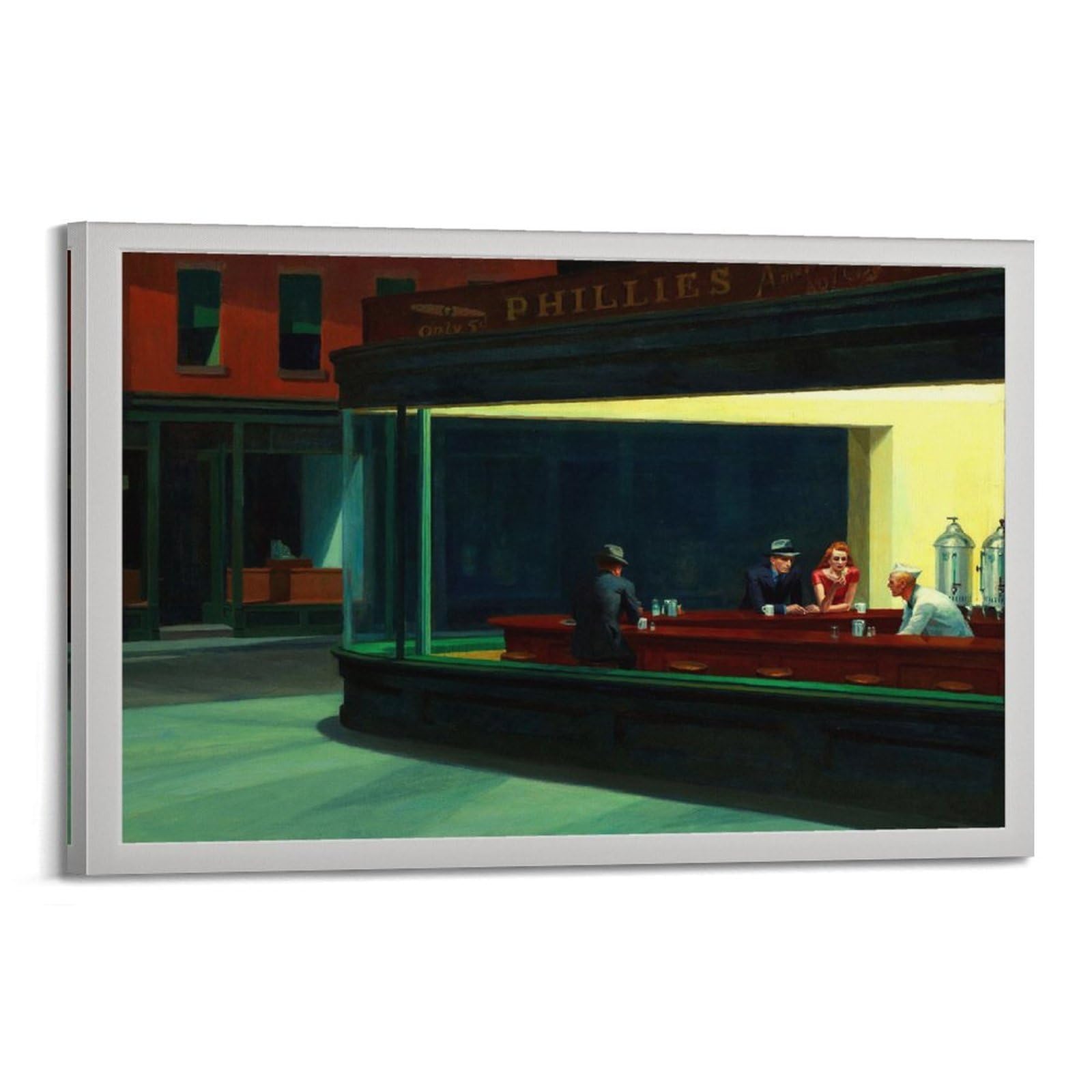 xiaoxiaoshen Edward Hopper Nighthawks Vintage Painting Canvas Poster Wall Art Prints Room Aesthetic Murals Bedroom And Living Decorations 20x30inch(50x75cm)