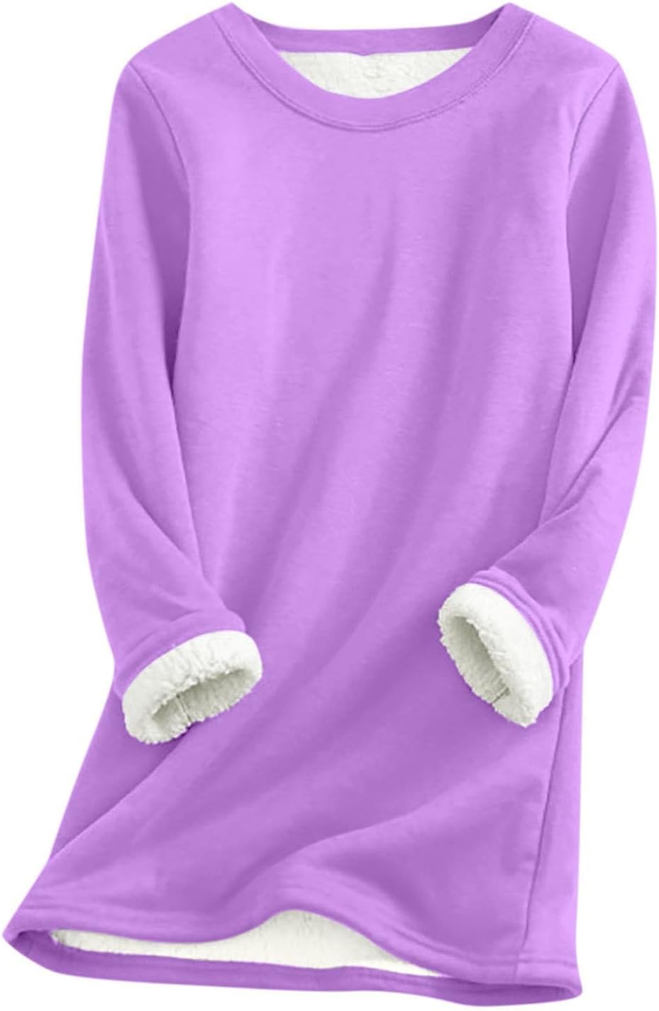 Sweatshirts For Women Loose Sherpa Lined Fleece Round Neck Tops Long Sleeve Winter Pullover Thermal Tops