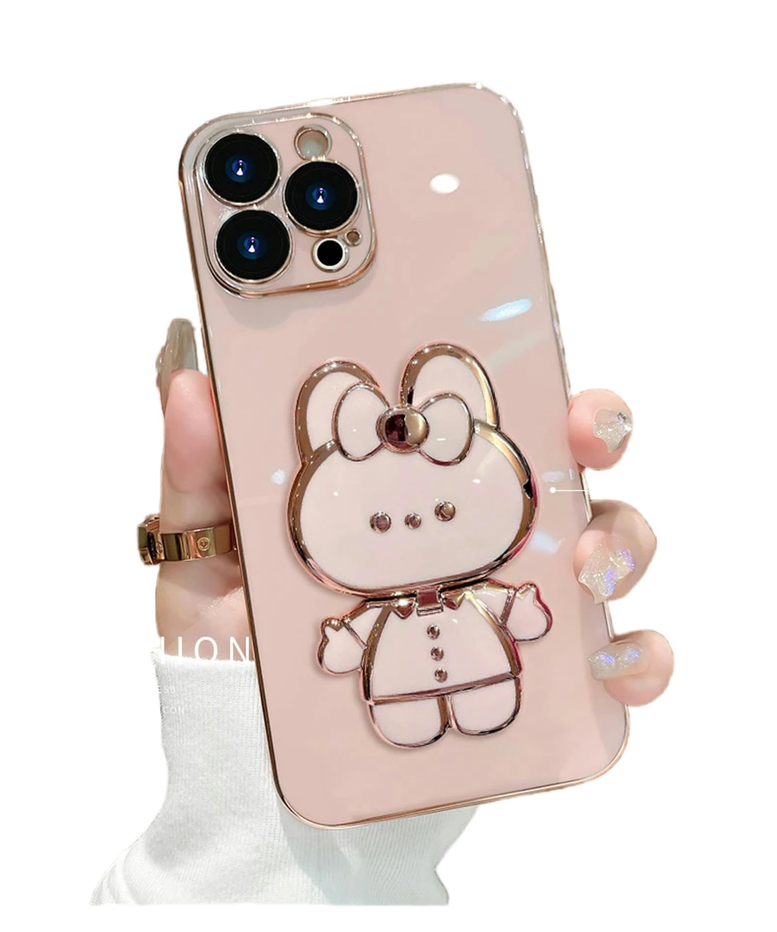 Coque iPhone 13 Pro rose haut de gamme à finition galvanisée chic - 8