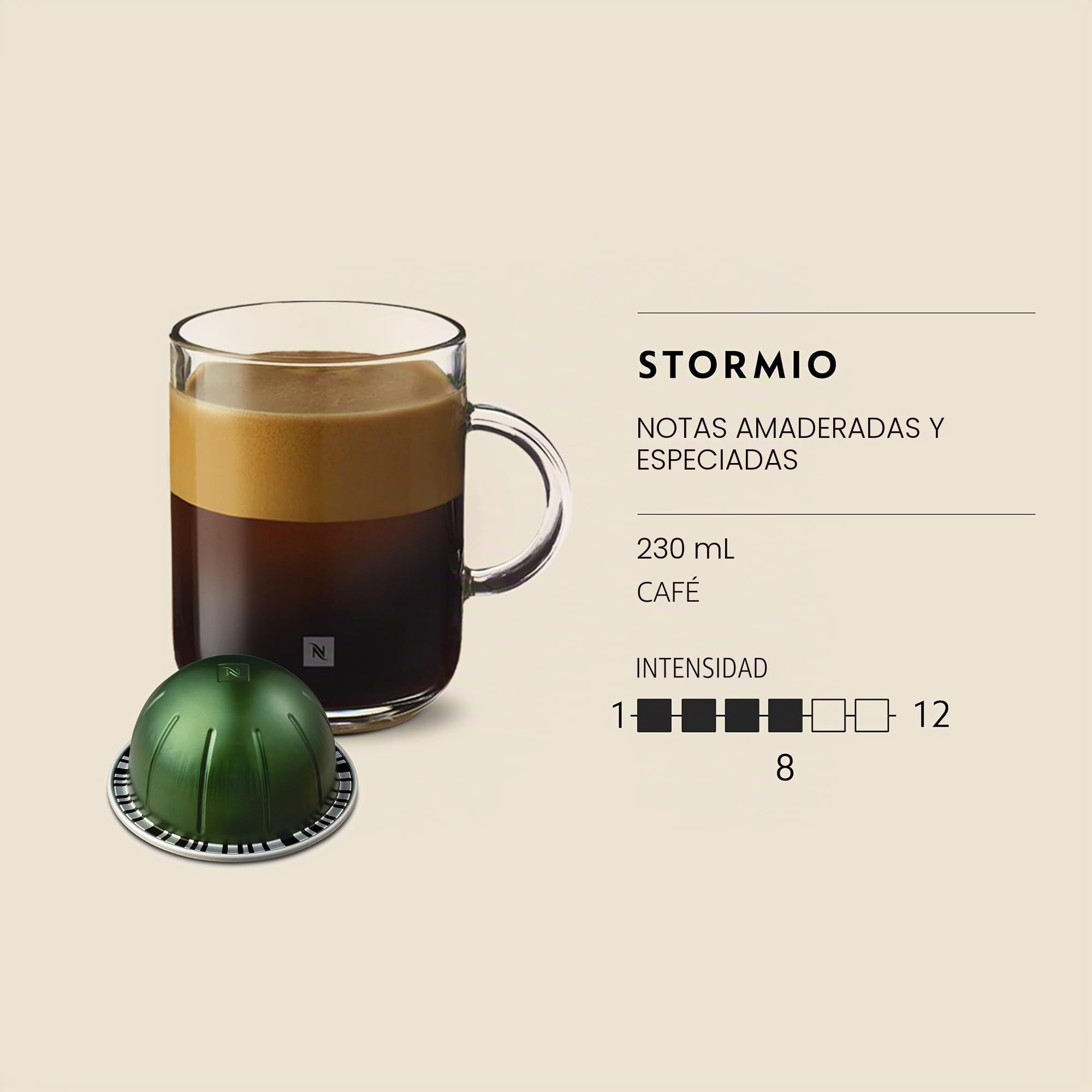 Nespresso Capsules VertuoLine, Stormio, Dark Roast Coffee, 30 Count Coffee Pods, Brews 7.8oz