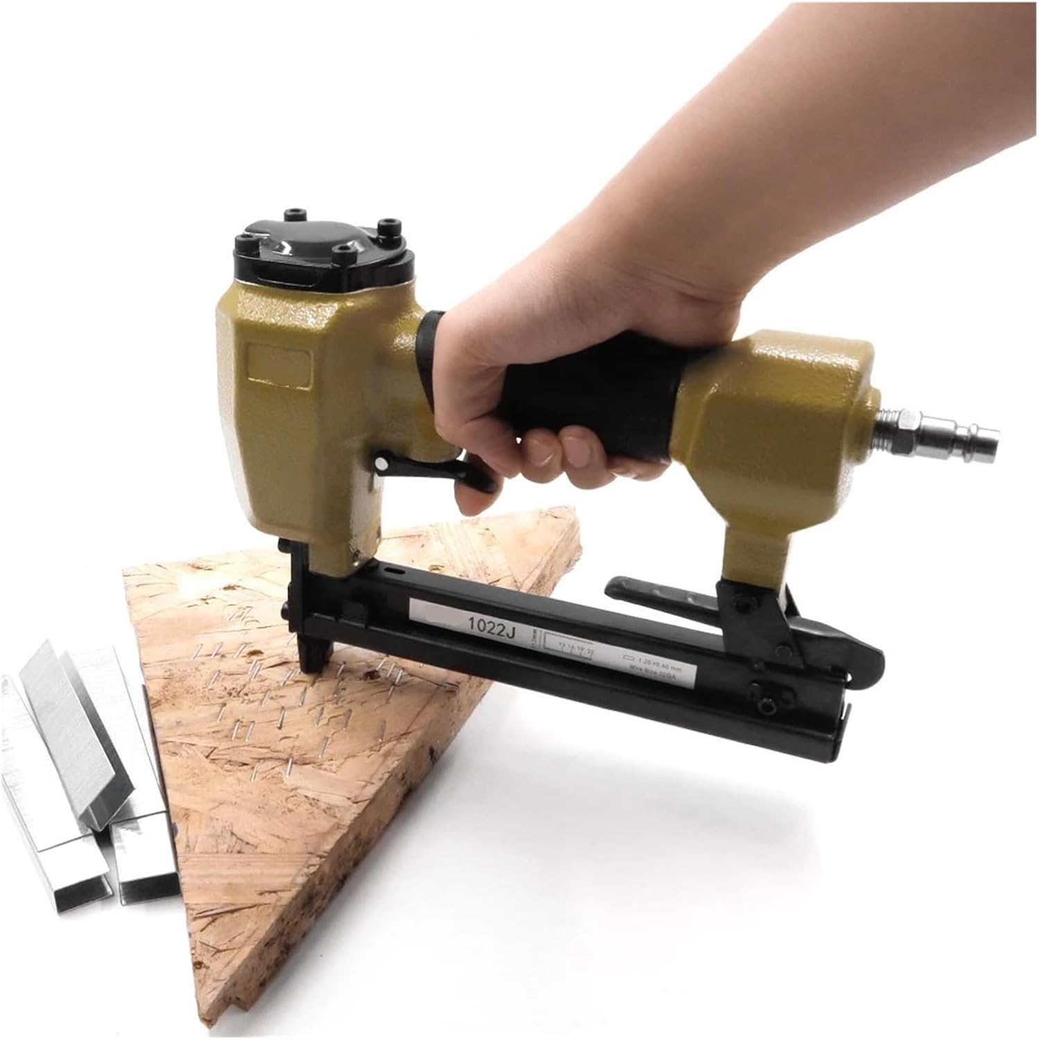 Professional Pneumatic Upholstery Stapler 20 Gauge Air Framing Stapler Pneumatic Nail Gun 1022J Tacker U Woodworking Nailer with 1000Pcs Nails