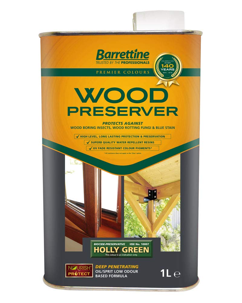 Barrettine Wood Preserver Holly Green1L from B&Q
