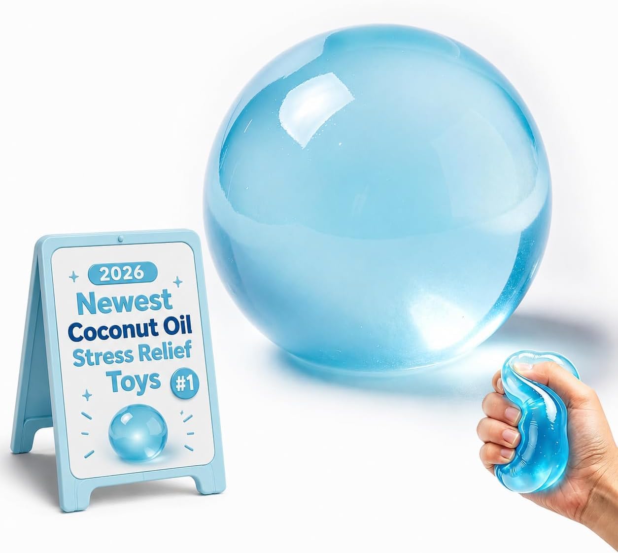Coconut Oil Squishy, Coconut Oil Stress Ball Stress Relief, No-Rebound Moldable Fidget Sensory Squeeze, Soft Squishy Stress Relief Desk Birthday Gift for Adults