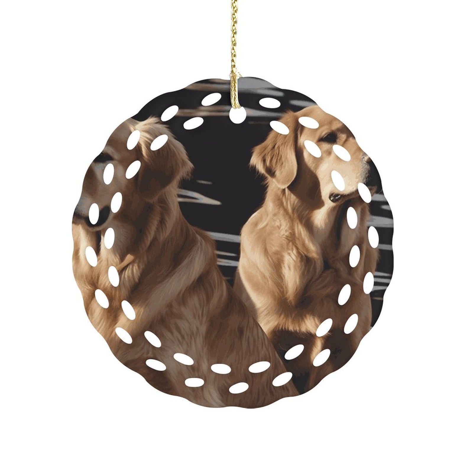 Fekiloot Women's Style Golden Retrievers Ceramic Ornaments 3 Inch Round,Holiday Keepsake For ,Girls,Pet Owners,Hanging Ornament Gifts Idea For Home