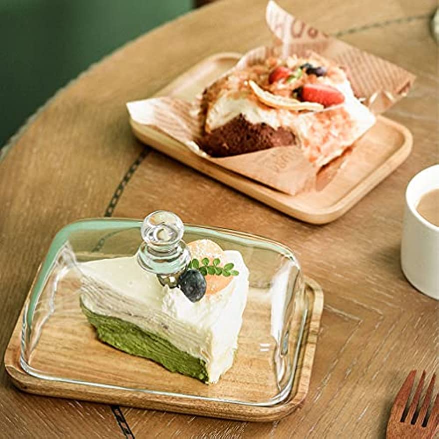 Beurrier Avec Couvercle En Verre - Beurrier En Bois Transparent - Plateau De Service Pour Réfrigérateur