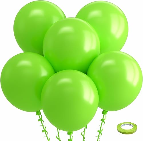 Miniatura 129 de Bezente Globos de látex verde lima para fiesta, paquete de 100 globos de color verde claro de 12 pulgadas, globos redondos de helio verde fruta
