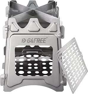 G4Free Camping Stove, Portable Wood Stove with Folding Stainless Steel, Pocket Backpacking Stove Outdoor Camping Hiking Traveling BBQ