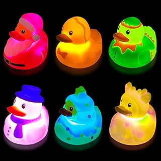 Jofan 6 Pack Christmas Light Up Ducks Bath Toys Christmas Toys for Kids Toddlers Boys Girls Christmas Stocking Stuffers Party Favors Gifts
