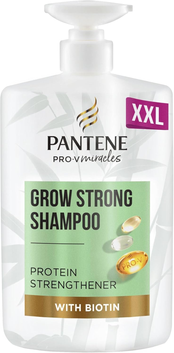 Pantene Grow Strong Shampoo with Biotin and Bamboo, 1l. Helps Promote