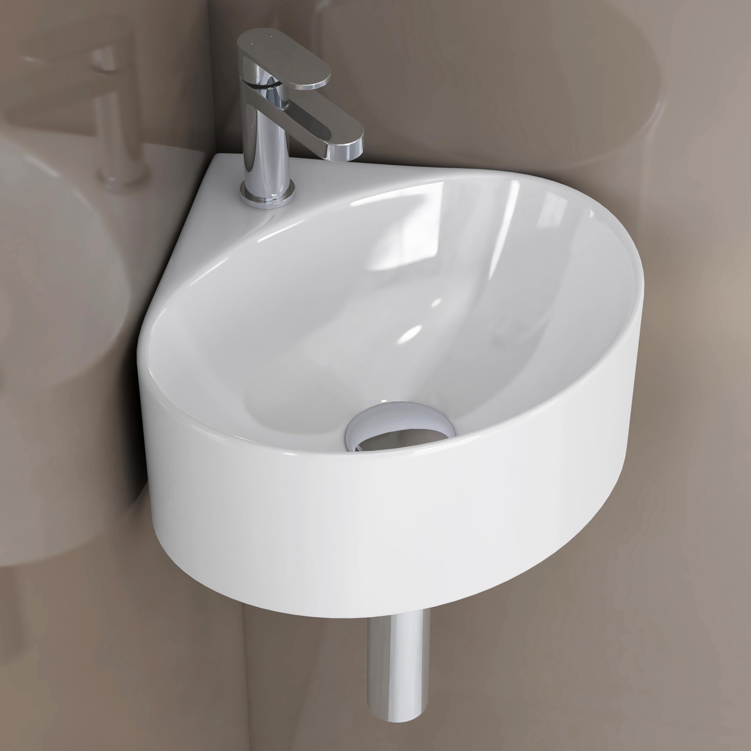 Ruboxa Ceramic Wall Hung Basin/Washbasin for Bathroom/Wall Mounted Wash Basin/Sink for Living Room (Eva, White)