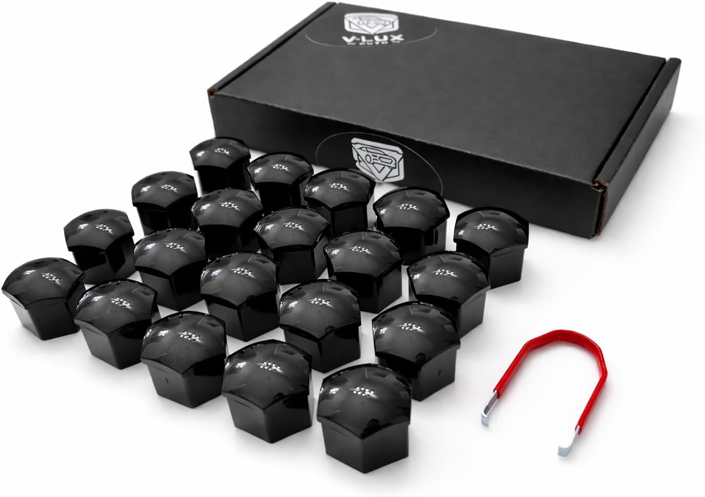 for Evoque and Velar Lug Nut Covers - 20 Glossy Black Wheel Nut Caps