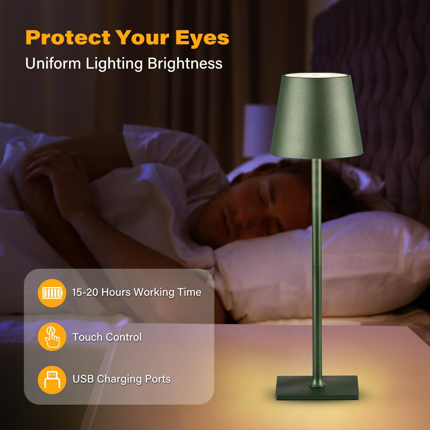 2 Pack Cordless Table Lamps, 3 Colors Stepless Dimming, 5000mAh Rechargeable Battery LED Desk Lamp for Bedroom/Couple Dinner/Desk/Cafe/Dining Room/Terrace