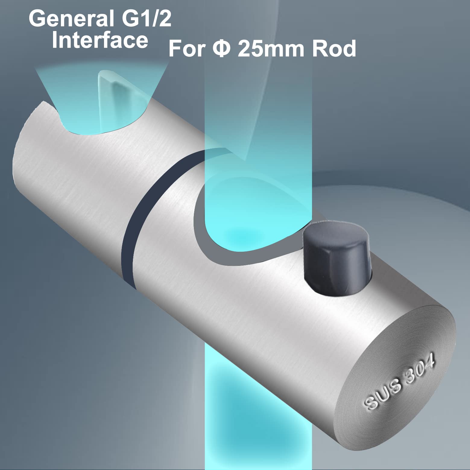 Support De Pommeau De Douche Sans Perçage - Acier Inoxydable 304, Rotation 360°, Colle Forte, Charge 20 Kg, Argent