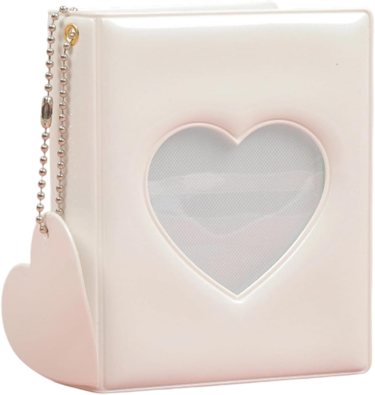 3Inch Small Photo Album PVC Cover Idol Photocard Binder with Heart Shape Cutout Design and 32 Pocket for Travel Memory PVC Memory Album
