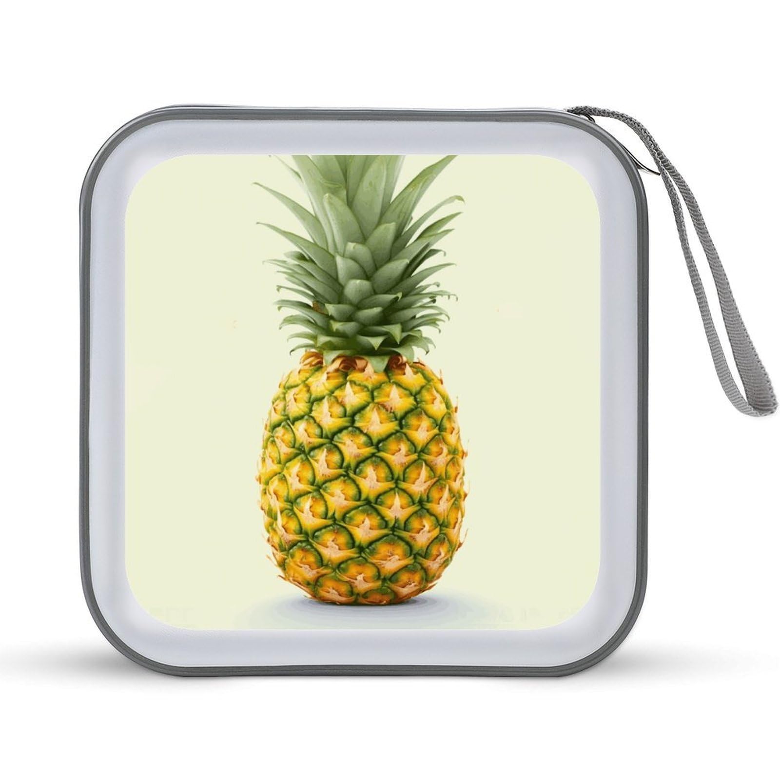 VstaDank Fresh Pineapple 40 Capacity DVD Case with Zipper Disc, Portable Hard Plastic CD Storage Organizer, Wallet Organizer, Home DVD Organizer