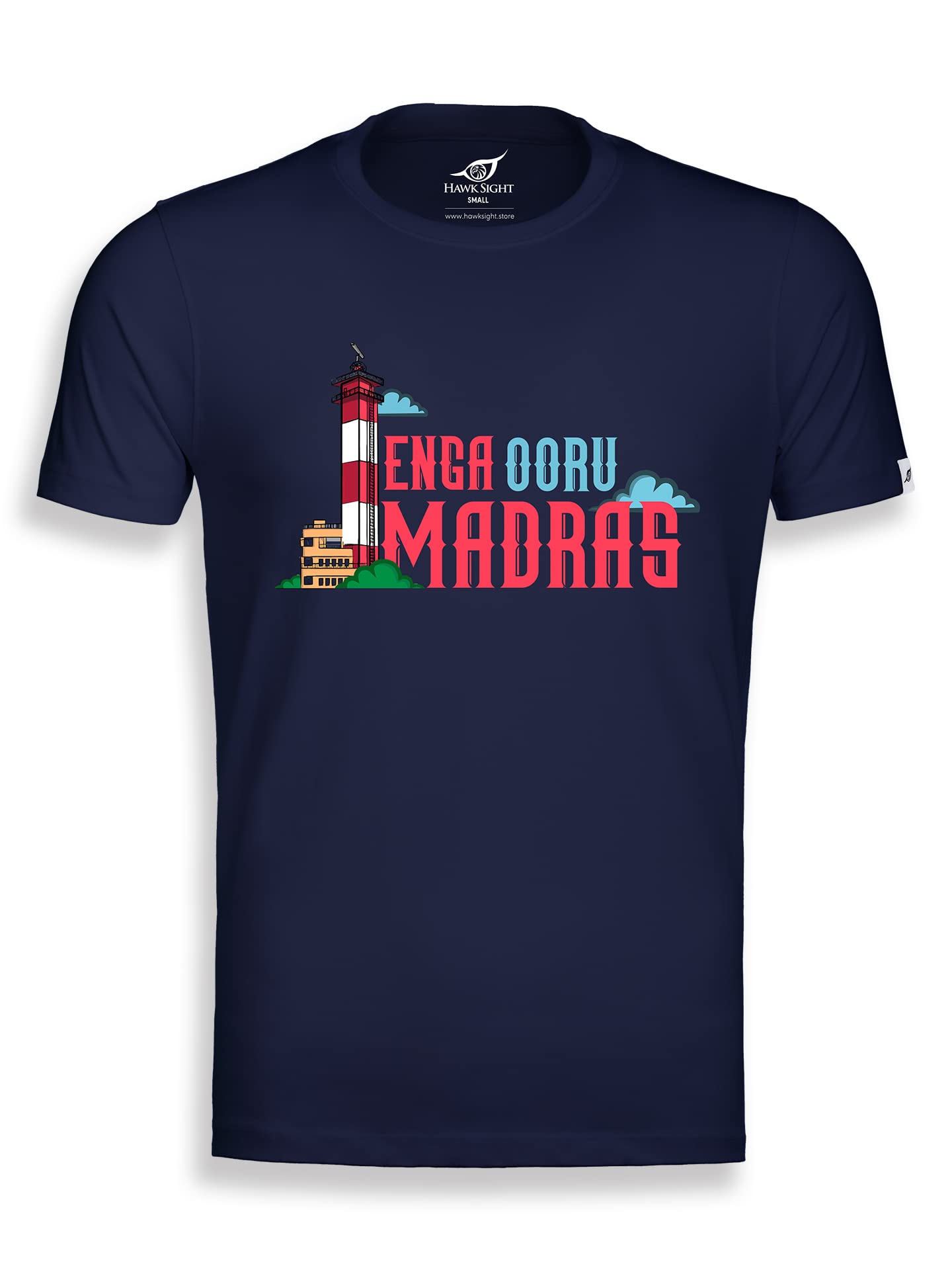 HawkSight Men's Enga Ooru Madras Graphic Print Half Sleeve Pure Cotton T-Shirt