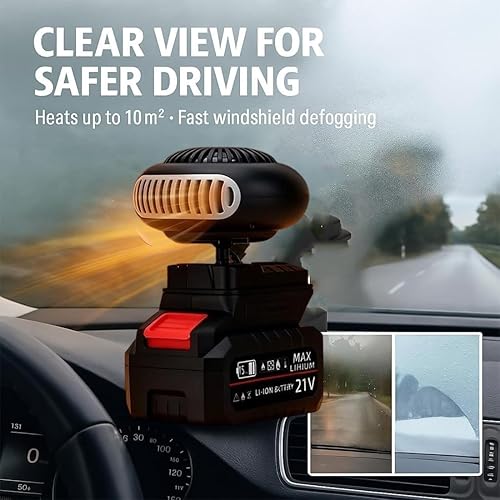Miniatura 8 de Calentador de espacio portátil con pilas, calentador de coche funciona con baterías, calentador de batería recargable para desempañar la ventana del