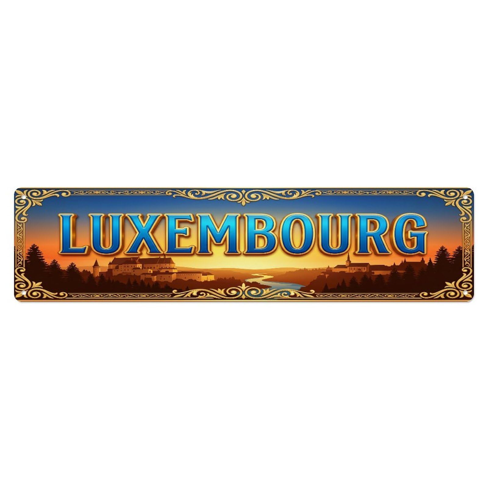 Xanthor Style Metal Tin Sign Vintage Luxembourg Travel Flag Pattern