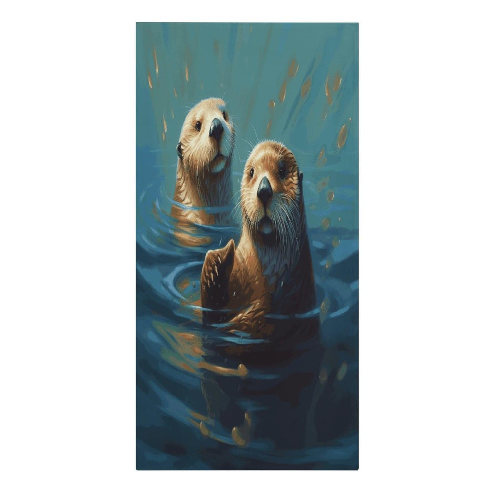 FekiLoot Sea Otters Painting Towels Soft Oversized Beach Towels Absorbent Sand Free Bath Towel Travel Compact Swim Towels Lightweight Quick Dry Pool Towel Large Beach Blanket 30" X 61"