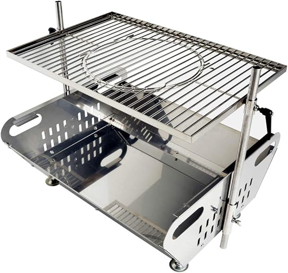 Skyflame Outdoor Fire Pit Grill Combo Stainless Steel Wood Burning