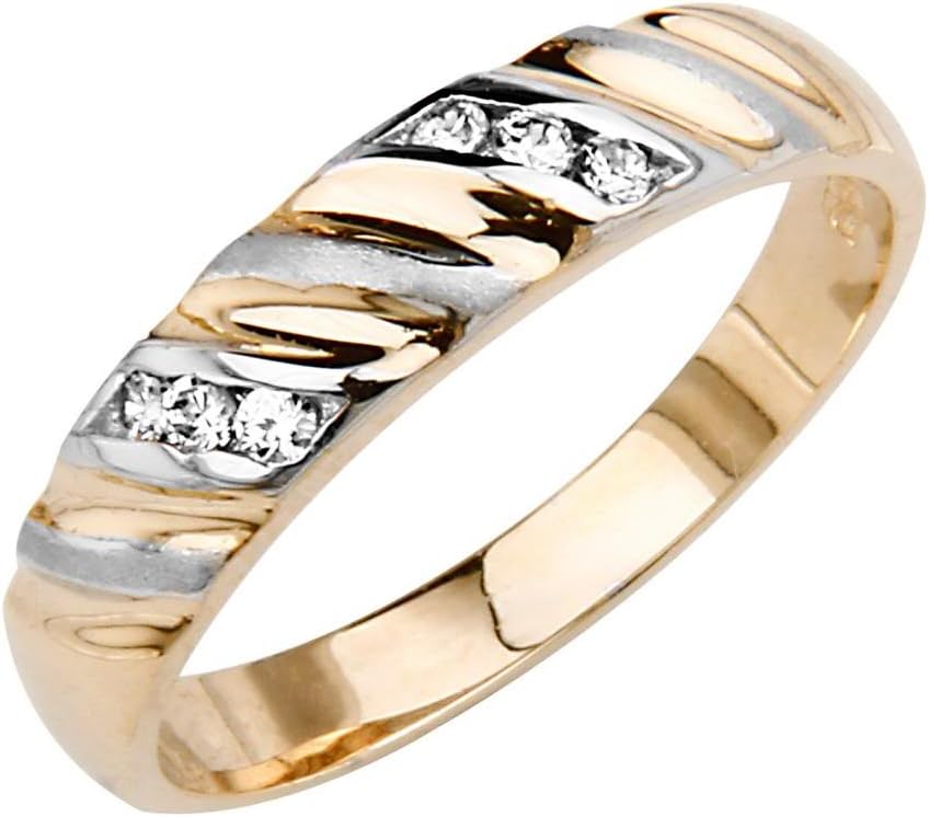14k Two Tone Gold Engagement Ring and Wedding Band 2 Piece Set