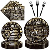 96PCS 30th Birthday Plates and Napkins Party Supplies 30th Birthday Decorations for Women Men 30th Anniversary Decorations Cheers to 30 Years Vintage 1995 Tableware Sets Serve 24 Guests
