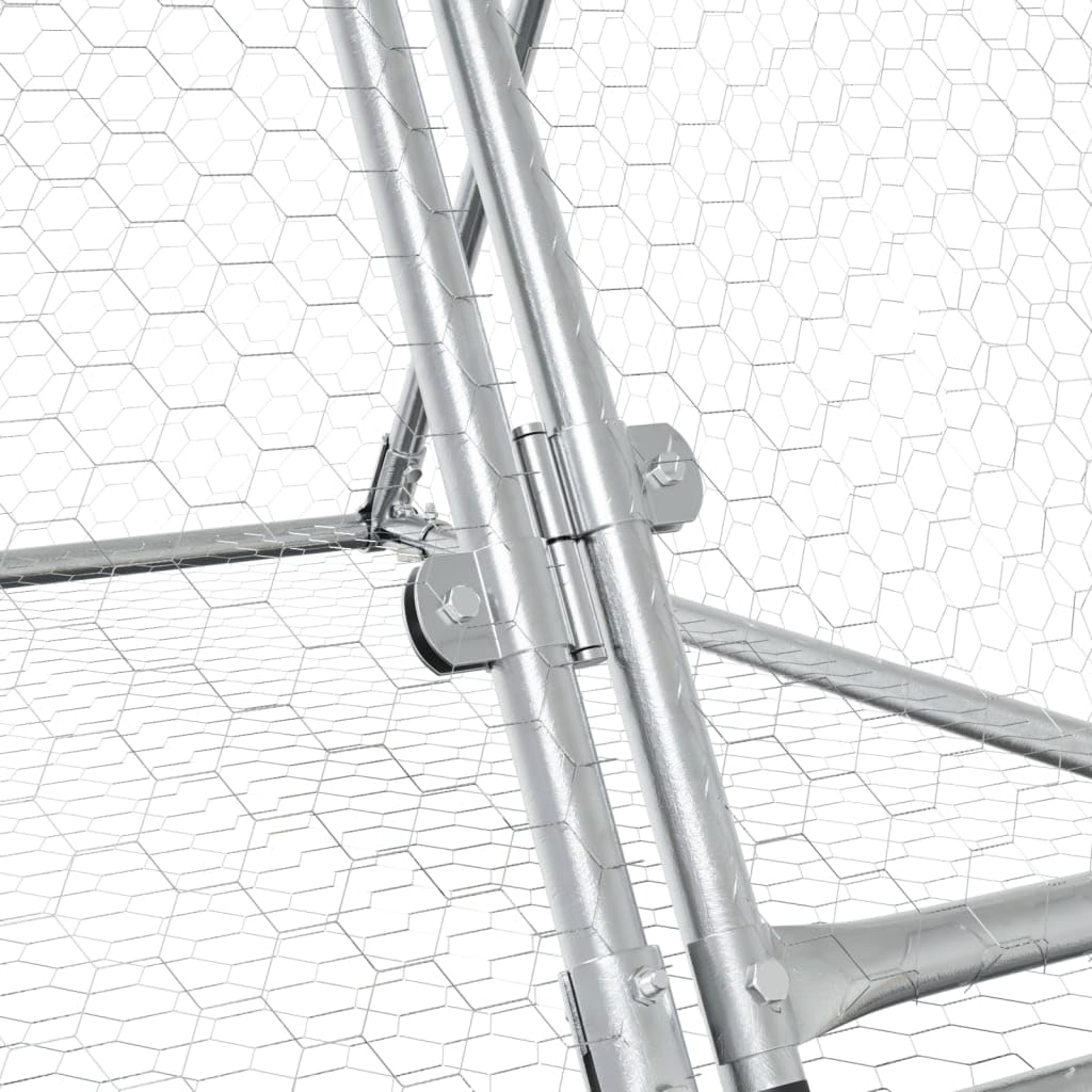 vidaXL Conigliera Argento 400x105x91 cm in Acciaio Zincato gabbia per conigli da esterno casetta per animali casetta per conigli