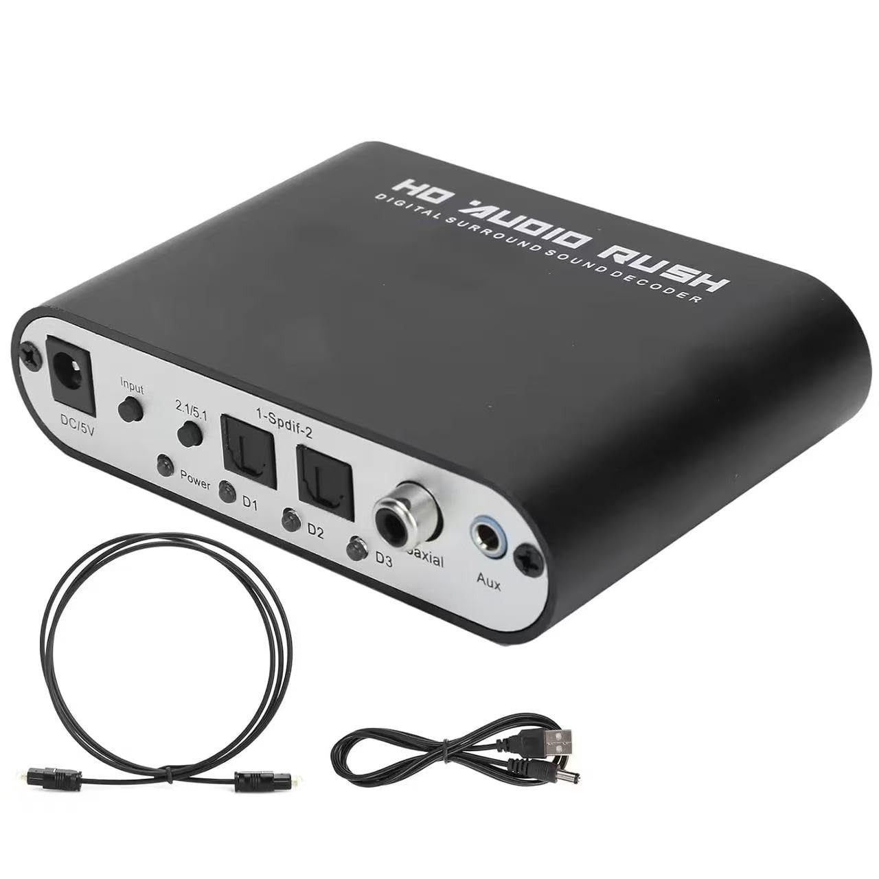 Convertisseur audio numérique vers analogique 5.1 canaux stéréo AC3 optique SPDIF coaxial AUX 3,5 mm vers 6 RCA amplificateur de décodeur de son