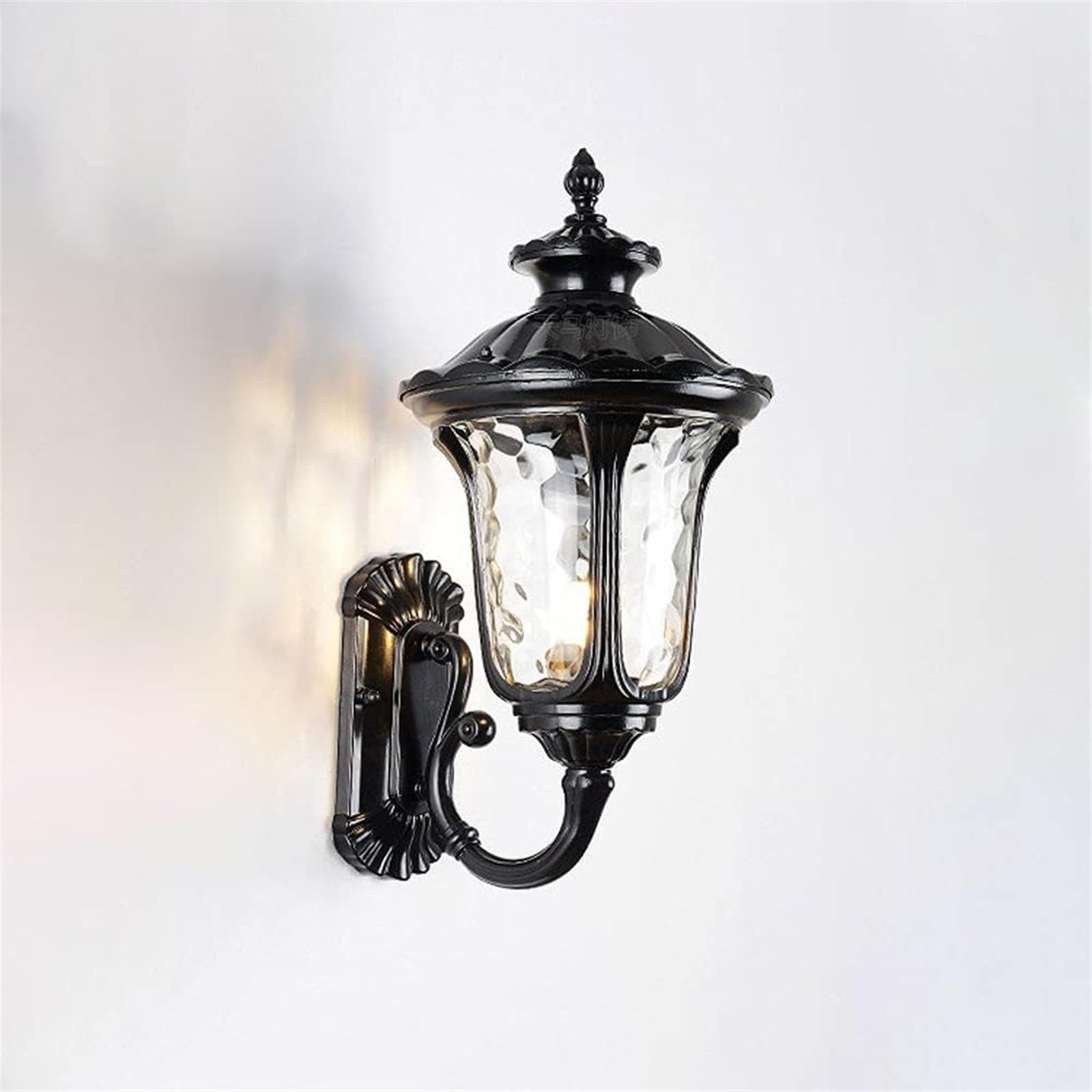 Applique Murale d'extérieur Style Antique, Abat-Jour en Verre martelé Transparent, Lanterne Murale IP65, luminaire décoratif pour Porche, Maison, Porche, Patio, terrasse, Garage