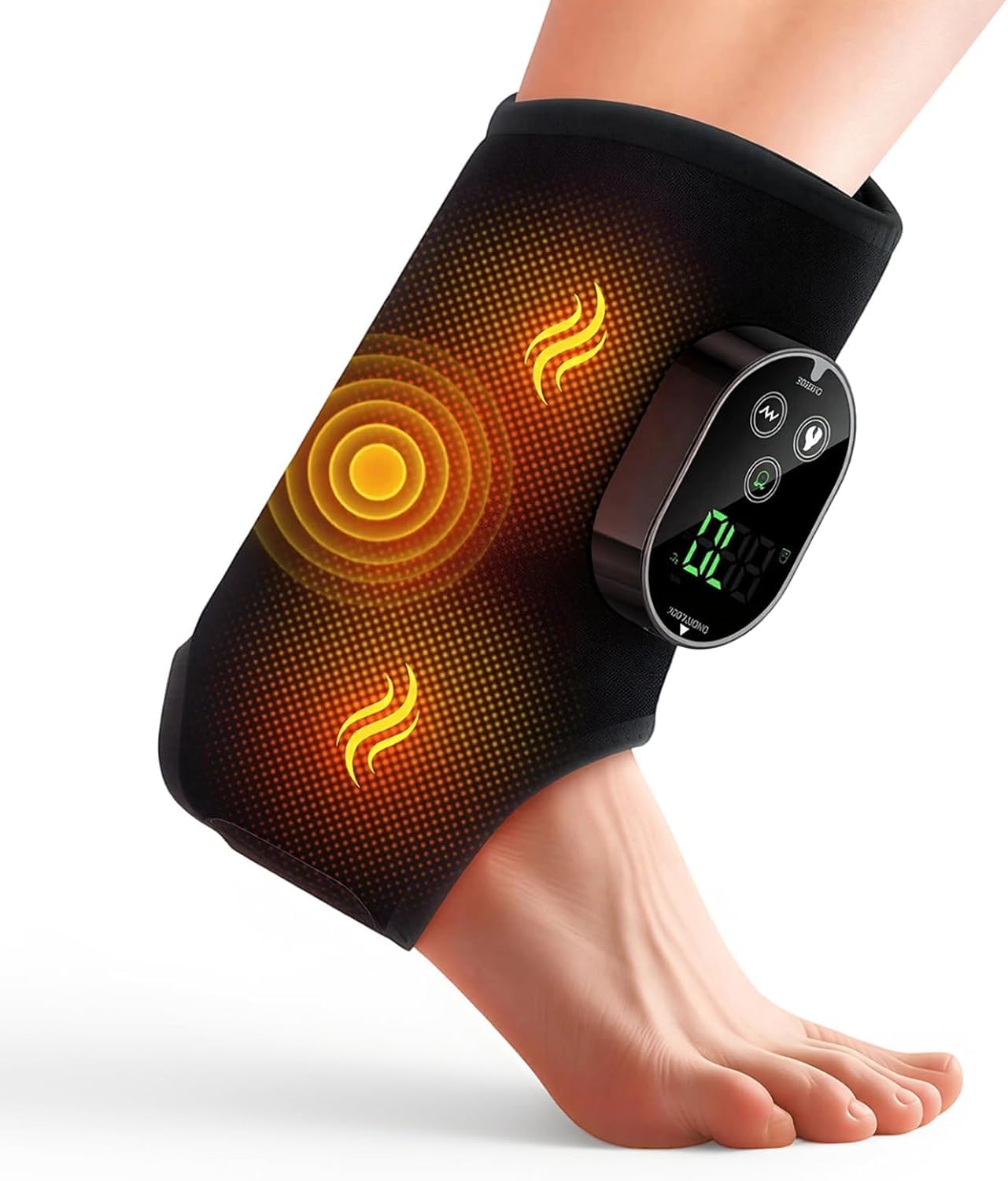 Masajeador de pies inalámbrico, 6 niveles de calor y 3 modos | Tejido ergonómico, calor de 45 °C a 70 °C, 3 modos de masaje, temporizador de 20/35/45 minutos, para tobillos y pantorrillas