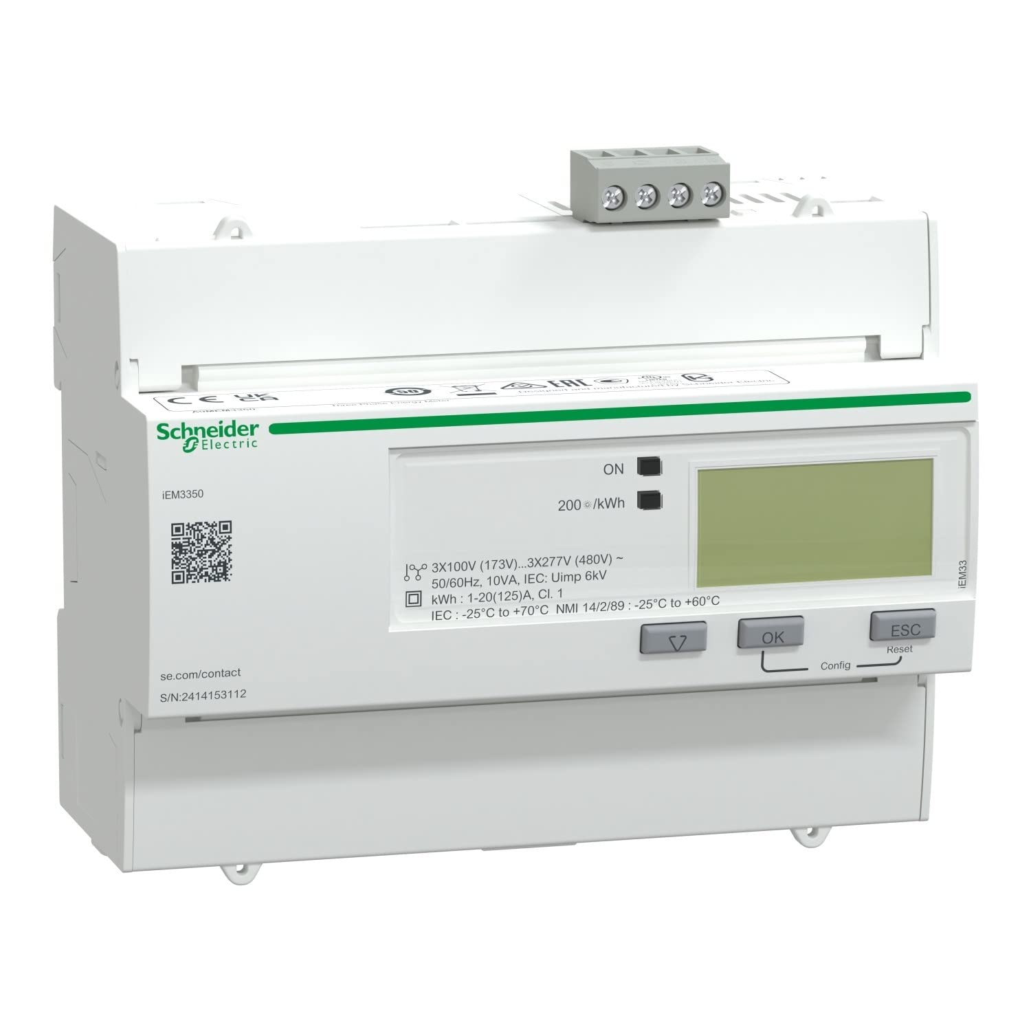 Compteur triphasé Medidor iEM3350 125A pour suivi Modbus MID