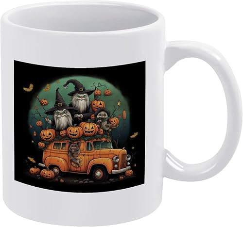 Miniatura 17 de Tazas de Halloween a rayas de acuarela para café de cerámica vintage Halloween café tazas de viaje conmovedoras jubilación aniversario regalos de