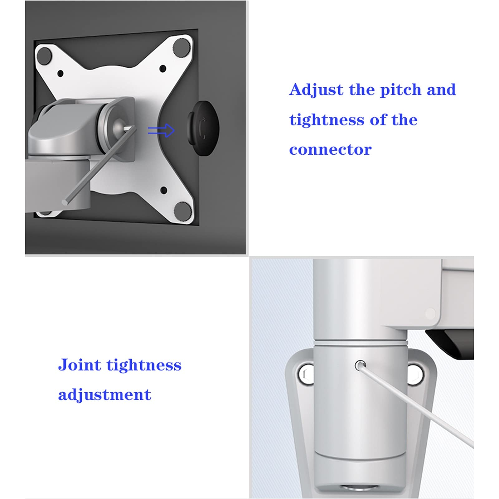 Monitor Arms Single Monitor Stand Desk Mount Wall-Mounted Foldable Monitor Stand Arm 22"-30" Adjustable Monitor Wall Mount Bracket, Holds U(Silver