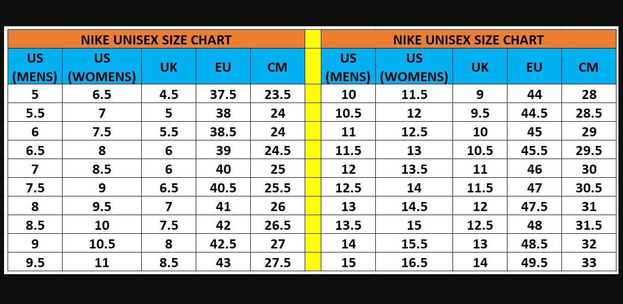 air force 1 womens sizing