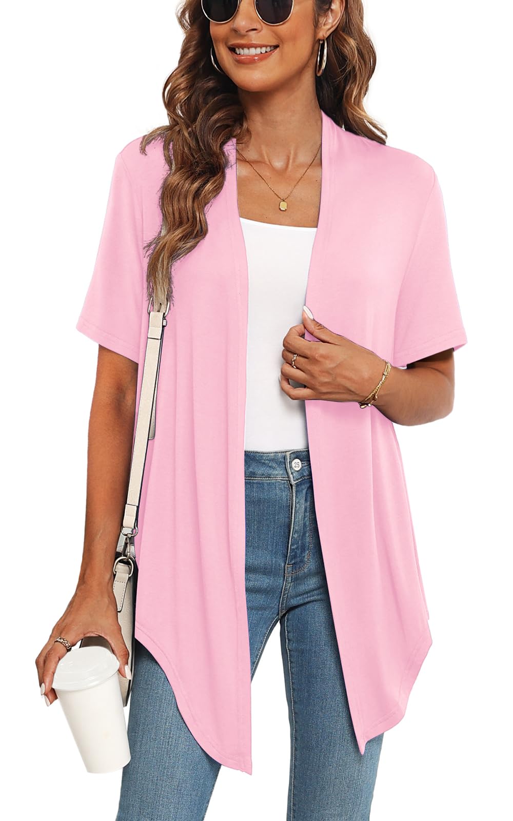 Veryoung Women's 2026 Casual Short Sleeve Cardigan Front Tie Lightweight Summer Casual Open Front Cardigans
