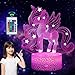 Veilleuse licorne pour enfants, lampe 3D,pour cadeaux, anniversaire, festival, chambre à coucher, lampe de décoration, idée cadeau d'anniversaire pour enfants