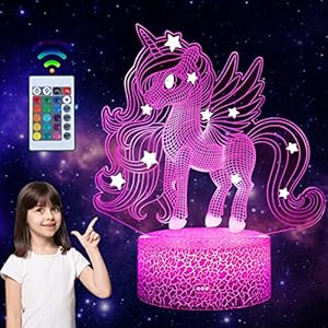 Veilleuse licorne pour enfants, lampe 3D,pour cadeaux, anniversaire, festival, chambre à coucher, lampe de décoration, idée cadeau d’anniversaire pour enfants