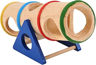 Tubo de madeira para túnel de rato – Brinquedo de túnel de tubo de rato – Acessórios de gaiola de brinquedos de mastigar de madeira, tubo de exercício de esconderijo de tronco oco para hamsters gerbils Myjio