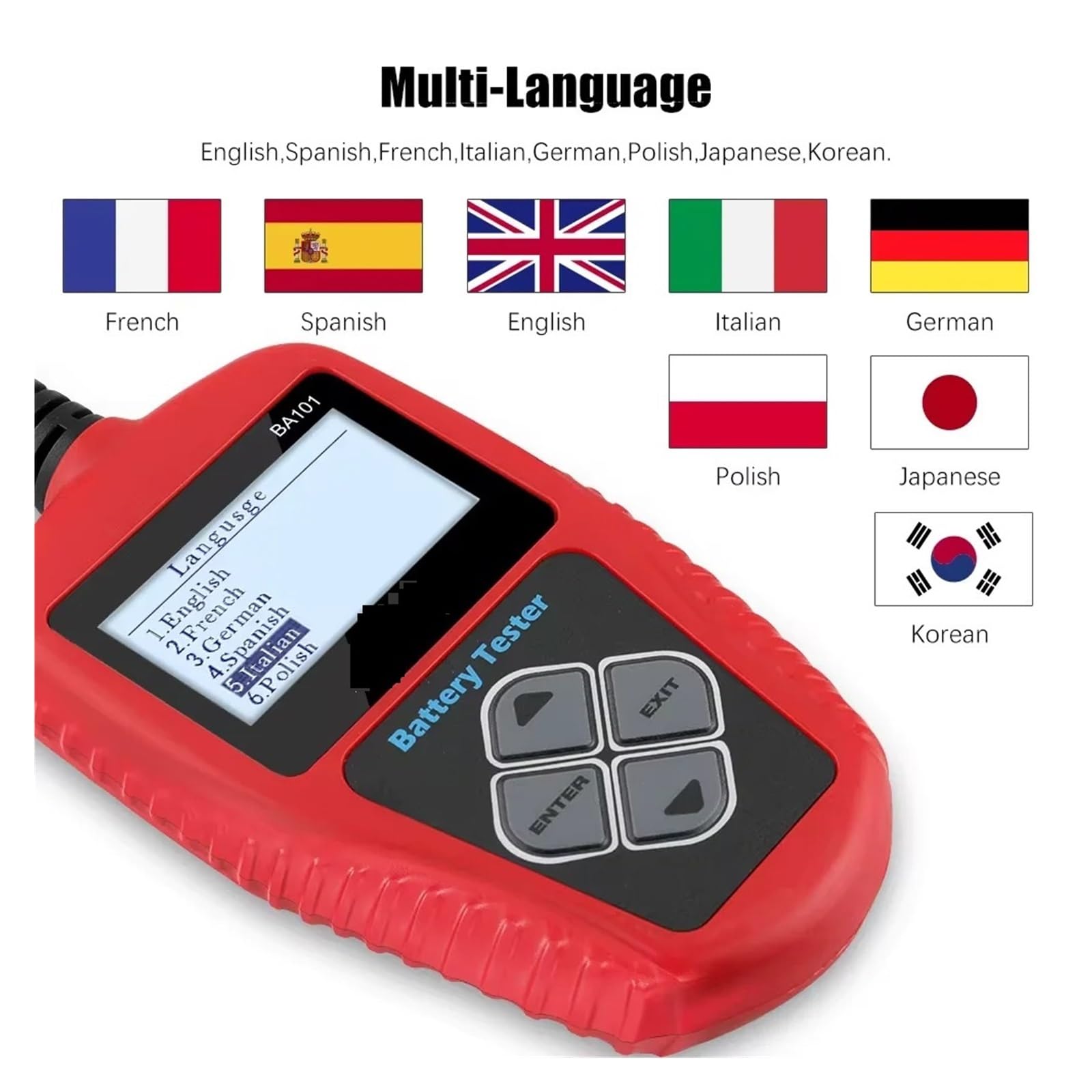 Probador de baterías, Probador de batería de coche BA101 de 12 V, analizador, comprobador de carga de batería automotriz, circuito de carga de 100-2000 CCA, herientas de diagnóstico