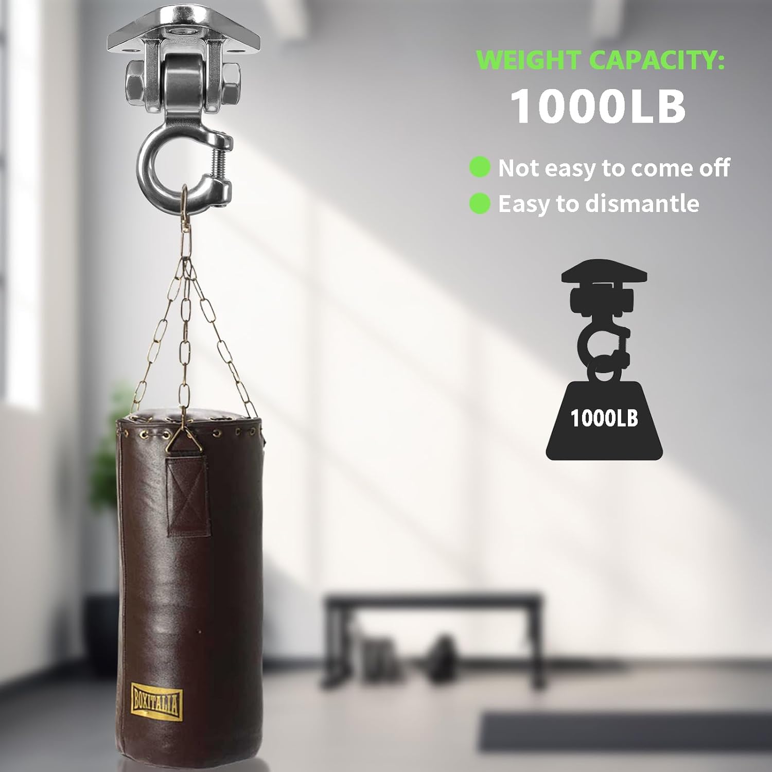 Swing Hangers Heavy Duty Smooth Operation with 180° Swing Bearings 1000 lb Capacity for Indoor Outdoor Swing Chairs Hammocks Playgrounds Yoga - Image 6