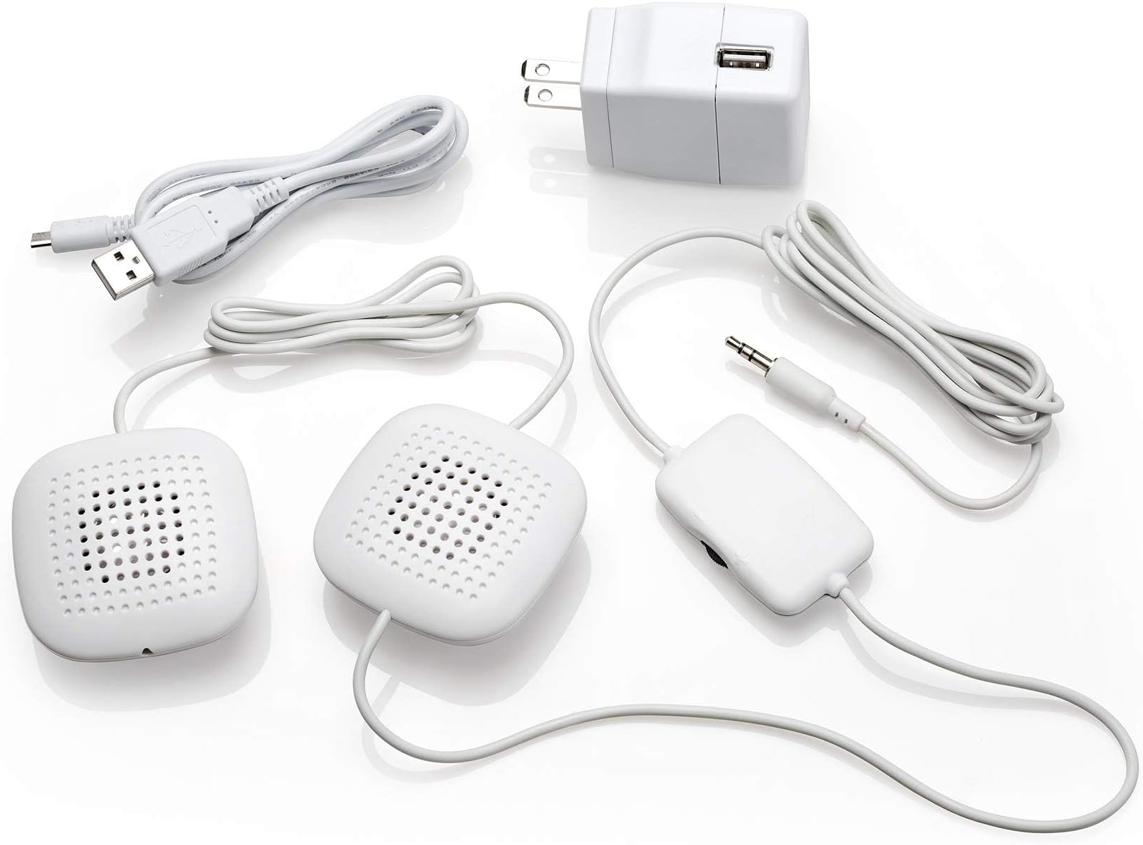 Amplified Pillow Speakers, 2 Ultra-Thin Hi-Fi Stereo Speakers, Volume Control, Surround Sound for Music, Sleep, Tinnitus Masking, Connects to External Sound Source.