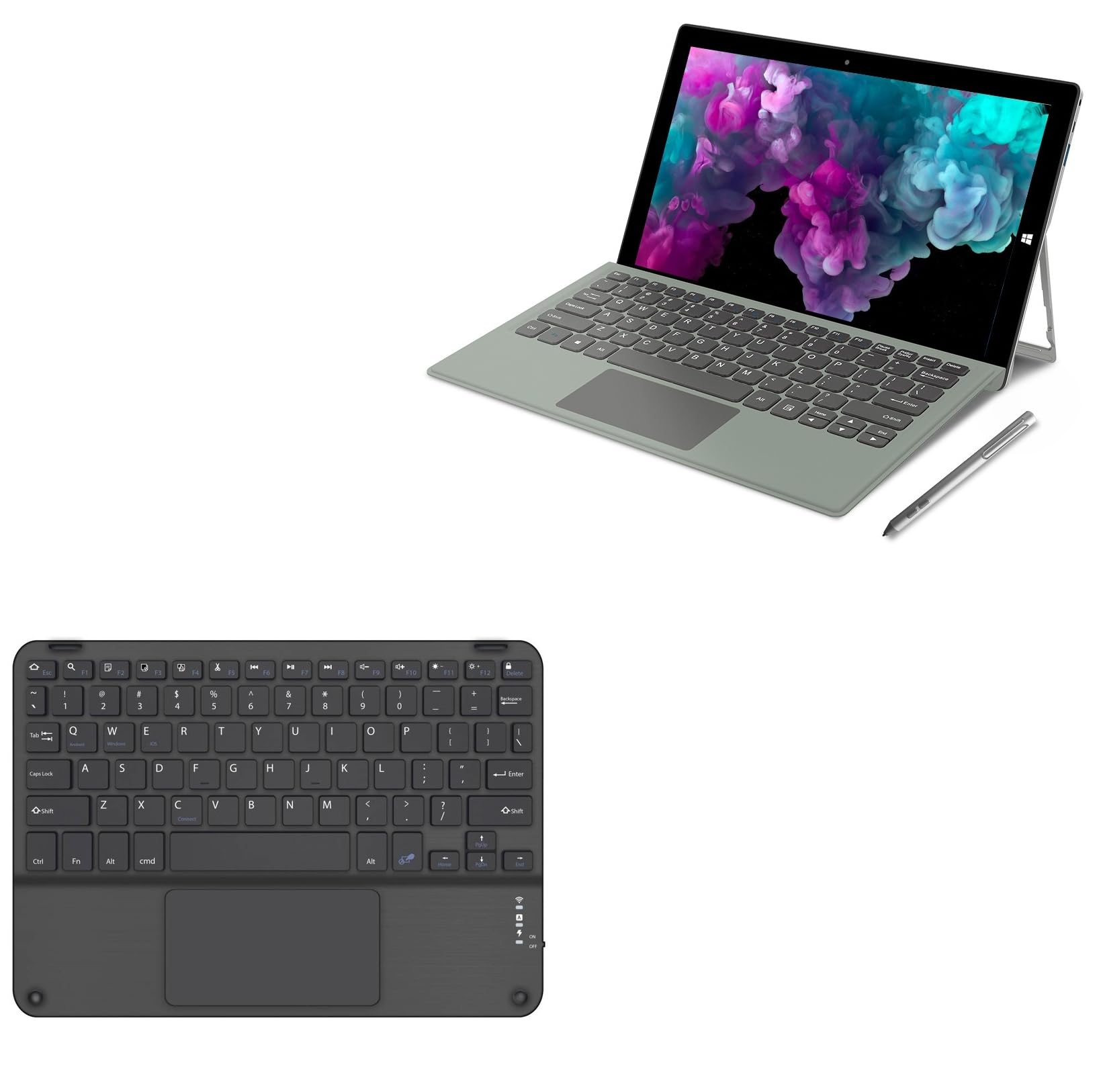 BoxWave Keyboard Compatible with Jumper EZpad Go Tablet - SlimKeys Bluetooth Keyboard with Trackpad, Portable Slim TouchPad - Jet Black